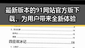 最新版本的91网站官方版下载，为用户带来全新体验
