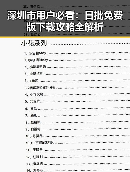 深圳市用户必看：日批免费版下载攻略全解析