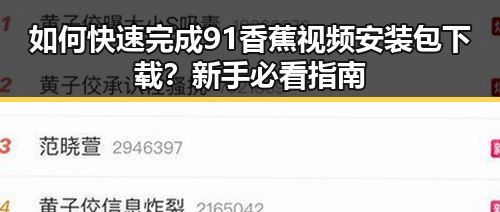 如何快速完成91香蕉视频安装包下载？新手必看指南