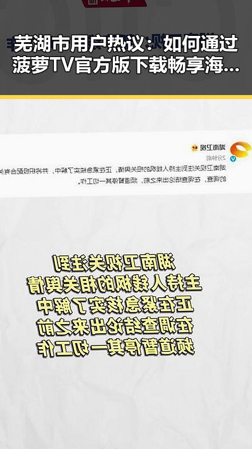 芜湖市用户热议：如何通过菠萝TV官方版下载畅享海量内容