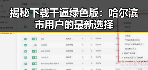 揭秘下载干逼绿色版：哈尔滨市用户的最新选择