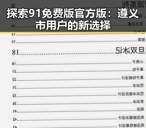 探索91免费版官方版:遵义市用户的新选择