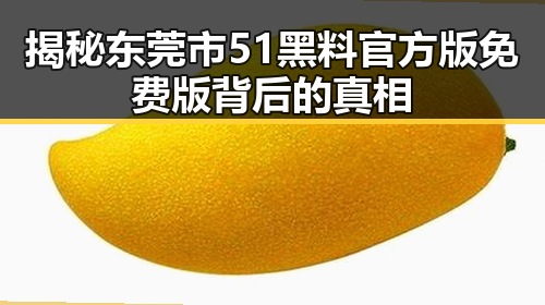 揭秘东莞市51黑料官方版免费版背后的真相
