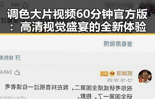 调色大片视频60分钟官方版：高清视觉盛宴的全新体验